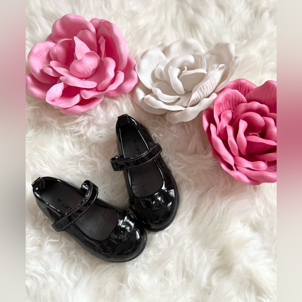 3/$20 Girls Carters Black Dress Shoes Size 8c